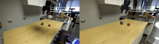 Real-world demonstration of stacking blocks in sequence.